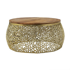 Wooden Brass Coffee Table